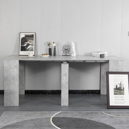 Tavolo Consolle da Pranzo Allungabile 50-300cm Salvaspazio Regolabile Legno Cemento