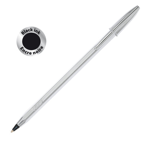 Scatola 20 Penna Sfera Cristal Shine Silver Medio 1,0Mm Nero Bic