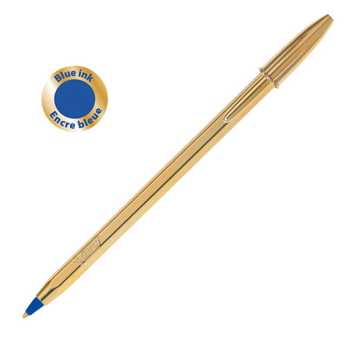 Scatola 20 Penna Sfera Cristal Shine Gold Medio 1,0Mm Blu Bic