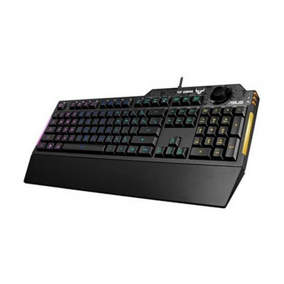 ASUS TUF Gaming K1 RGB tastiera USB Nero (Asus TUF GAMING K1 RGB Keyboard with Volume Knob, 19-key Rollover, Side Light Bar & Armoury Crate, Spill Resistant, Detachable Wrist Rest) - Versione UK