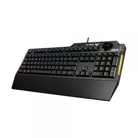 ASUS TUF Gaming K1 RGB tastiera USB Nero (Asus TUF GAMING K1 RGB Keyboard with Volume Knob, 19-key Rollover, Side Light Bar & Armoury Crate, Spill Resistant, Detachable Wrist Rest) - Versione UK