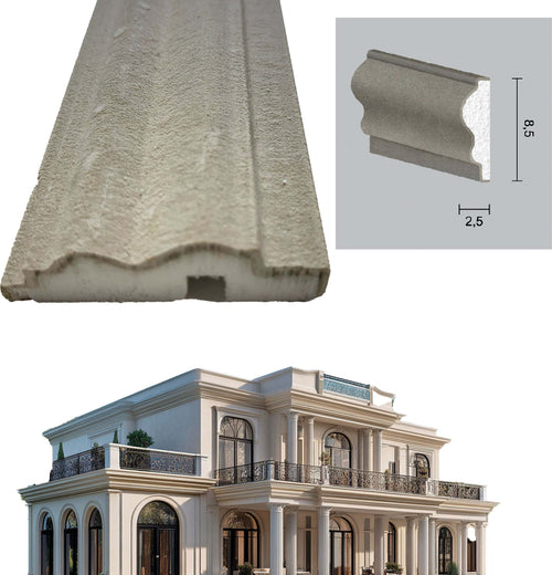 €7,99ml-***-STOCK-***-Pacco-da-24ml-di-cornice-decorativa-in-XPS-Resinata-per-esterno-8,5X2,5X200cm-PD104
