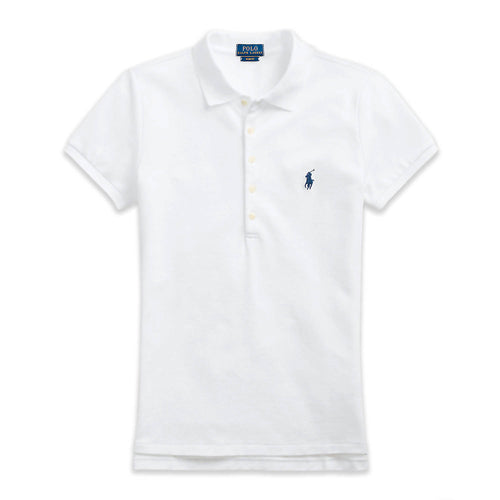 Ralph Lauren Polo Donna Mezze Maniche Slim- Fit Polo Scollo A V Piquet Pony Ricamato Maniche Corte Colletto Cinque Bottoni