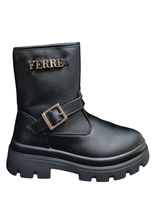 Stivaletti bambina Ferrè Polacco nero pelle - Stile elegante con zip laterale