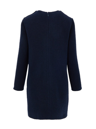 Gucci Abito in Boucle Blu con Bottoni Logo da donna