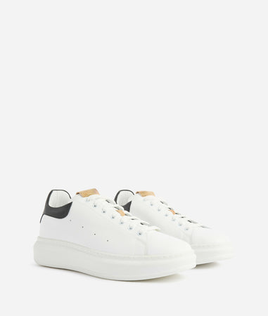 Alviero Martini Uomo Sneakers in pelle liscia con tallone a contrasto Bianche