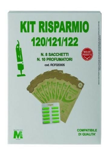 Kit risparmio 8 Sacchetti Compatibili per Vorwerk Folletto VK120 VK121 VK122 + 10 PROFUMI