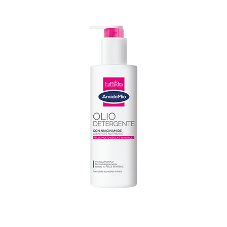 EUPHIDRA AMIDOMIO - Olio Detergente lenitivo e nutriente per pelle molto secca e sensibile - flacone da 400ml
