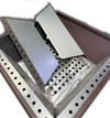 Barbecue a piastra a legna diametro 75x75 struttura tipo corten.