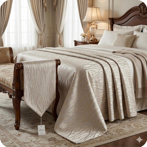 Copriletto Matrimoniale Oxford David Jacquard Panna 270x270 cm