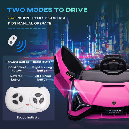 Macchina Elettrica per Bambini 3-5 Anni Lamborghini 12V con Telecomando e Velocità 3-5km/h, Rosa VG1370-171V90PKVG1