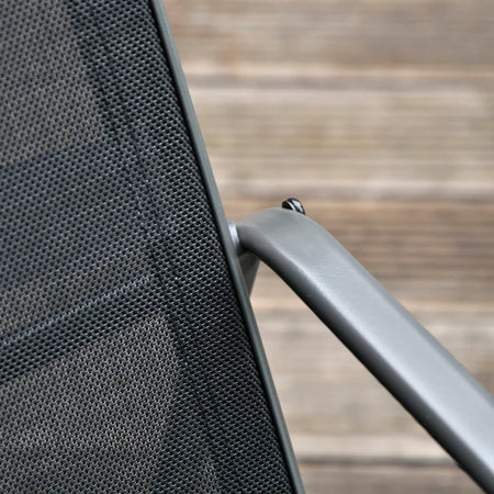 Set Tavolino con Panchina e 2 Sedie da Giardino, Arredamento da Esterno in Metallo e Texteline, Nero 84B-507