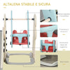 Scivolo 3 in 1 per Bambini con Altalena Regolabile, Canestro e Palle per Cameretta e Giardino, 160x220x120cm, Bianco, Azzurro e Grigio ED9331-002ED9