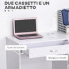 Scrivania Moderna per PC e Computer con 2 Cassetti e 1 Armadietto, Scrivania con Libreria Salvaspazio per Ufficio o Camera in Legno, Bianco ZH3836-267WT