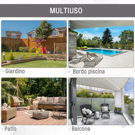 Ombrellone Doppio da Giardino in Metallo e Poliestere Anti-UV Impermeabile, 440x270x250cm, Grigio 84D-085GY