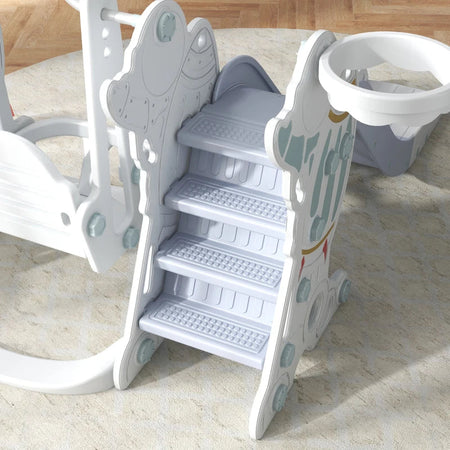 Gioco per Bambini 18-48 Mesi, Set 3 in 1 in Plastica con Altalena, Scivolo e Canestro, 150x185x92 cm SD9331-038V00GYSD9