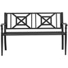 Panchina da Giardino in Acciaio a 2 Posti con Schienale Alto e Braccioli, 128x62.5x81.5 cm, Nero 84B-749V01