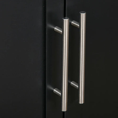 Carrello da Cucina con Cassetti, Portaspezie e Armadietto, Carrello da Portata con 4 Ruote e Piano di Lavoro in Legno, 109x40x89cm, Nero YH9801-178BKYH9