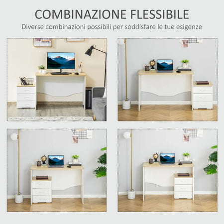 Scrivania con Cassettiera Moderna in Legno, Scrivania PC per Camera e Ufficio, 110x55x75cm ZG2836-468ZG2