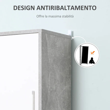 Mobiletto del Bagno a Torre 3 Ripiani Regolabili su 3 Livelli e 1 Ampio Armadietto Inferiore Manopole sull'Anta MDF Bianco 40x23x160cm ED6834-198ED6