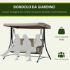 Dondolo da Giardino a 3 Posti con Tettuccio Regolabile e Tasche Portaoggetti Marrone 196x128x172cm 84A-110V01