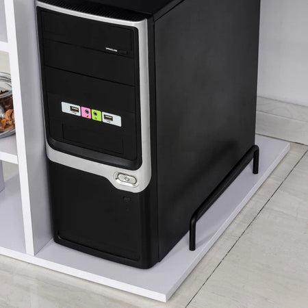 Scrivania per PC Ergonomica con Mensole, Armadietto, Cassetto e Piano Tastiera Estraibile, Bianca, 120x60x74cm ZQ1920-012V01WTZQ1