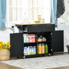 Carrello da Cucina Multiuso in Legno con 2 Cassetti, Armadietto e 4 Ruote, 104x46x91cm, Nero PL6801-203V00BKPL6