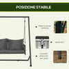 Dondolo da Giardino 2 Posti con Cuscini e Tasche, in Acciaio e Textilene, 168x117x181 cm, Grigio Scuro 84A-332V00CG
