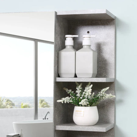 Specchiera Bagno a Parete con Anta e Mensole Laterali in Legno, 80x19.8x64cm WD5834-376ED5