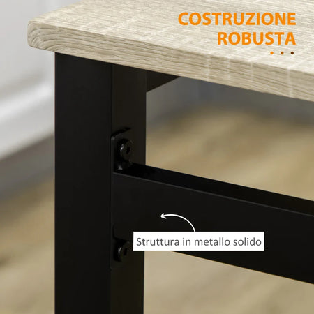 Set da Pranzo con Tavolo Rettangolare e 4 Sedie in Acciaio e MDF, Nero e Rovere GT5835-087V00BKGT5