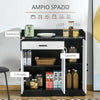 credenza soggiorno salotto ingresso Mobiletto da Cucina Moderno in MDF con 2 Armadietti, 1 Cassetto e Ripiani Regolabili, 90x40x90 cm, Bianco e Nero anche ufficio studio camera bagno F838-221A