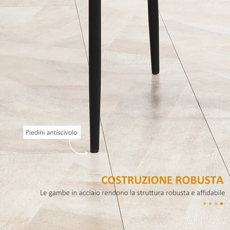 Set di 4 Sedie da Pranzo con Schienale Alto in Finta Pelle e Acciaio, 41x50x97cm, Nero TG1835-835V00BKTG1