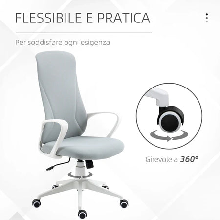 Sedia da Ufficio Ergonomica con Altezza Regolabile e Funzione di Inclinazione, 62x56x110-119.5 cm TR9921-637V00LGTR9