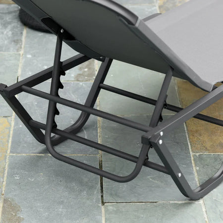 Lettino Prendisole in Alluminio con Schienale Reclinabile a 5 Livelli, 163x58.5x91cm, Grigio 84B-386GY
