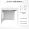 Gazebo Pieghevole Pop-up Outsunny 2x2 m Impermeabile con 4 Pareti Rimovibili, Bianco, con Borsa da Trasporto