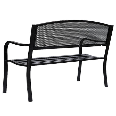 Panchina da Esterno Panca da Giardino Max 240kg Metallo 127 × 60 × 85cm Nero 84B-182BK
