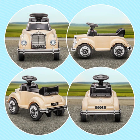 Macchina Elettrica per Bambini 18-48 Mesi Licenza Mercedes-Benz con Musica, Beige QW8370-292V90BGQW8