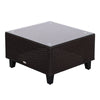 Set Mobili da Giardino 5 Pezzi Tavolino con Piano in Vetro Temperato Rattan 3 Poltrone 1 Poggiapiedi 1 in Alluminio, Rattan 860-060