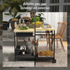 Carrello da Giardino a 2 Ripiani, 2 Cesti e 4 Spazi Portabottiglie, in Legno di Abete, 97.5x65x81 cm  ER584G-420V00NDER5