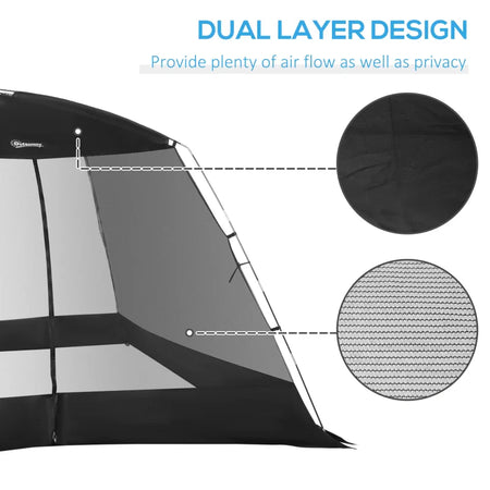 Tenda da Campeggio e Spiaggia a Rete Anti UV per 4 Persone con Borsa di Trasporto, 3x3 m Nero IQ9A20-221IQ9