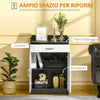 Mobiletto con Cassetto e Ripiano Regolabile per Cucina, Soggiorno e Anticamera, in MDF, 60x40x90cm, Bianco e Nero , multiuso ufficio studio ingresso camera bagno F838-219A