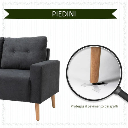 Divano 2/3 Posti Tessuto 145x77x88 Grigio GH2833-902CGNH2 , soggiorno salotto angolare ad angolo nero bianco marrone beige basso contenitore clic clac design moderno letto divani sala studio ufficio grande