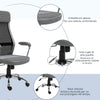 Sedia da Ufficio Ergonomica Girevole, Altezza Regolabile e Dondolamento, Poltrona in Tessuto a Rete 65x67x119-129cm Grigio DF4921-385CGFD4