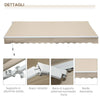 Tenda da Sole per Esterno a Bracci Avvolgibile con Apertura a Manovella, 360x250 cm, Crema BV5840-175V00CWBV5