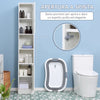Colonna Bagno Salvaspazio in Legno con Specchio e Apertura a Pressione, 30x28x170cm, Bianco KL7834-461V01KL7