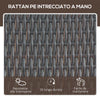 3pz Componibile 2 Lettino Prendisole da Giardino (60 x 195 x 86cm) e 1 Tavolino (121 x 40 x 50cm) Rattan con Materassini, Marrone e Bianco Crema 862-022BN