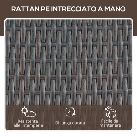 3pz Componibile 2 Lettino Prendisole da Giardino (60 x 195 x 86cm) e 1 Tavolino (121 x 40 x 50cm) Rattan con Materassini, Marrone e Bianco Crema 862-022BN