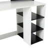 Scrivania per Ufficio con Ripiano Stampante, 2 Cassetti e 3 Mensole, in MDF Bianco e Nero, 137 x 55 x 92cm ZB4920-026ZB4