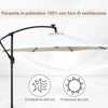 Ombrellone da Giardino a Braccio 3x2.5 m con Manovella e 8 Strisce LED a Energia Solare, Crema 84D-066CW