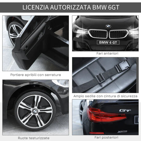 Macchina Auto Elettrica 6 V con Telecomando per Bambini PP 106 x 64 x 51 cm Nero FJ5370-067FJ5